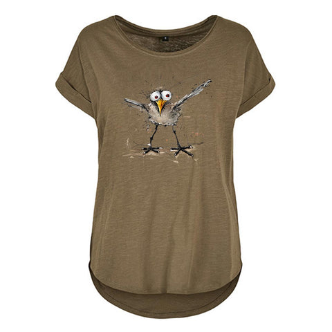 Verrückte Möwe Damen Slub T-Shirt