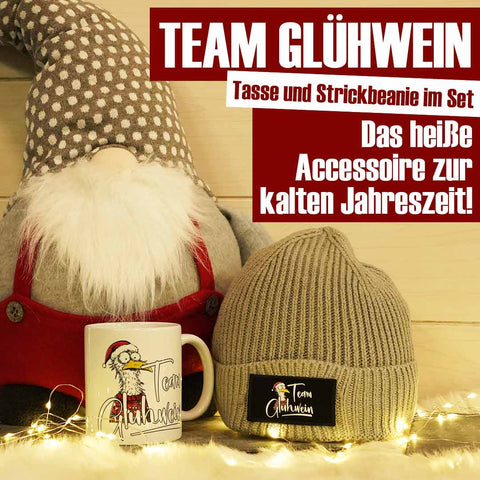 Team Glühwein Set Tasse & Strick Beanie