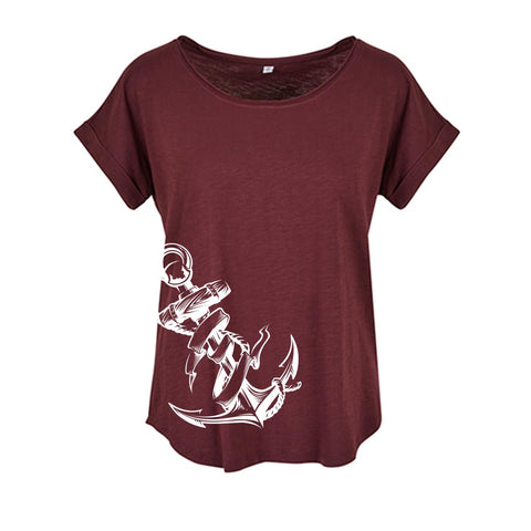 Anker unten Damen Slub T-Shirt